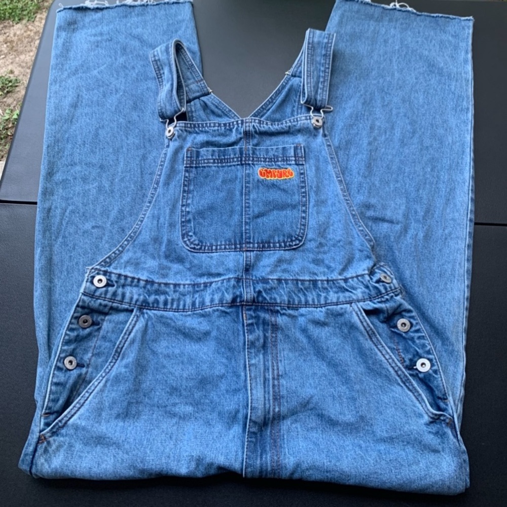 Empyre Blue Denim Overalls with Orange Logo